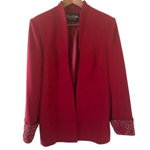 Moshita Couture Womens Blazer Size 12 Chinese Red Sequins Special Occasion Glam